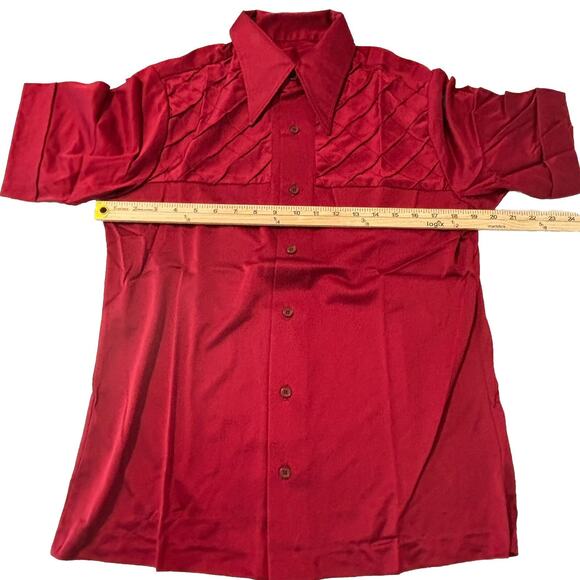 Vtg Arnel Nylon Men’s Short Sleeve Dress Shirt Button Front Pocket Red Size M - Picture 5 of 7